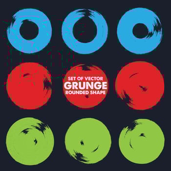 Set of Vector grunge circle, grunge round shape, grunge banner, Color circle brush stroke