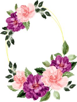 watercolor purple and pink floral frame png