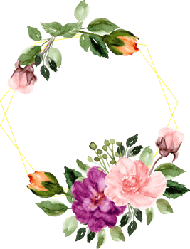 watercolor purple floral wreath png