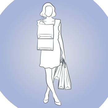 Shopping Female Outline Design. vector