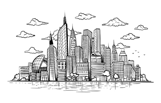 Cityscape Hand Drawn Concept vector