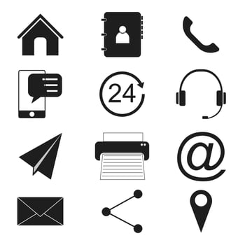 Contact us icons set. Simple flat icons for web and mobile app. Vector illustration. EPS 10.