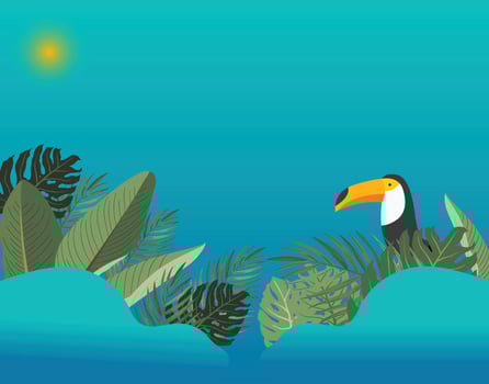 tropical leaves birds background vector