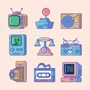 retro tech devices vector