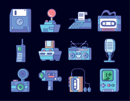 retro tech gadgets vector