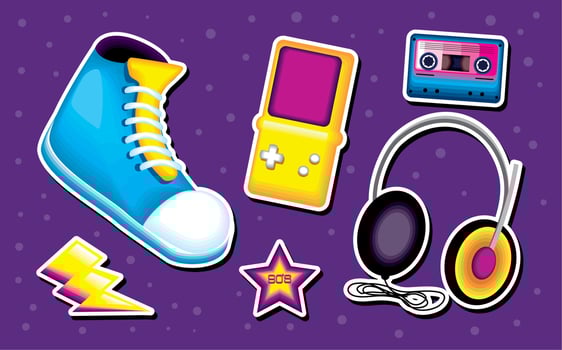 90s retro tech vector