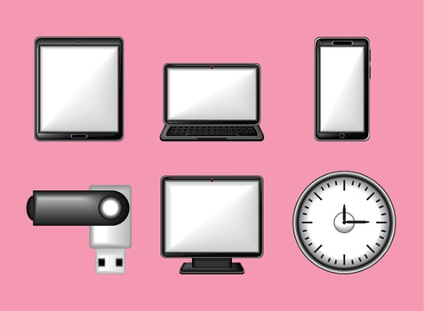 technology devices and clock vector