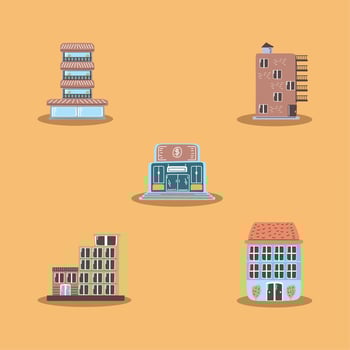 icons commercial city places vector
