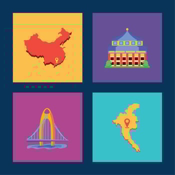 guangzhou famous buildings vector