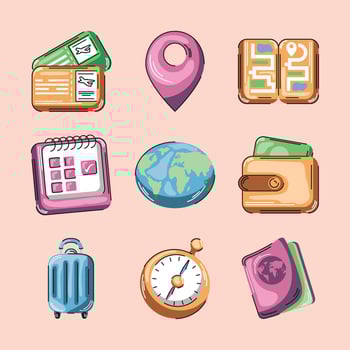 icons travel cartoon vector