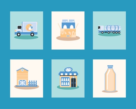 icon set milk industry vector