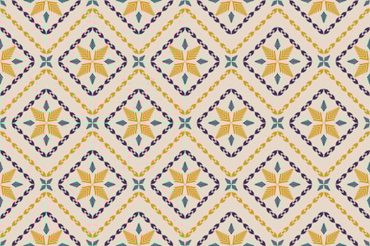 Ikat seamless pattern in tribal. Fabric ethnic pattern art. Flower decoration. Design for background, wallpaper, vector illustration, fabric, clothing, carpet, textile, batik, embroidery.