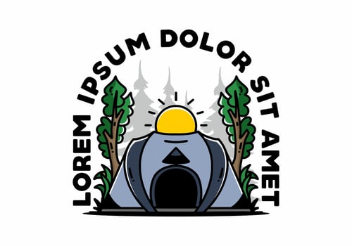 Big pop up tent for camping illustration badge design vector