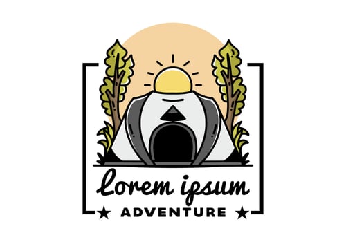 Big pop up tent for camping illustration badge design vector