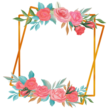 Rose flower bouquet watercolor frames png