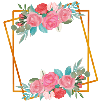 Rose flower bouquet watercolor frames png