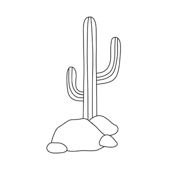 Cactus outline drawing. Vector line illustration isolated on white for coloring page or logo