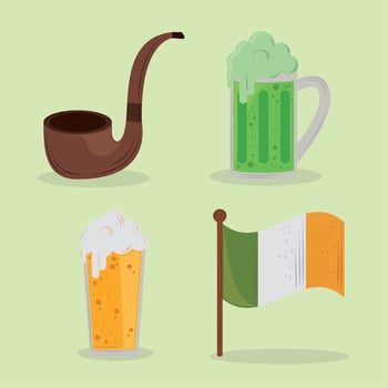 st patricks day flat icons vector