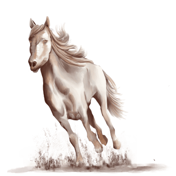 Running horse black and white watercolor style on white background png