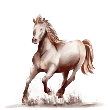 Running horse black and white watercolor style on white background png