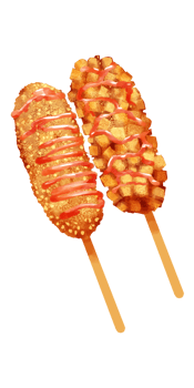 Set of various food junkfood and skewed seafood illustration paint PNG file