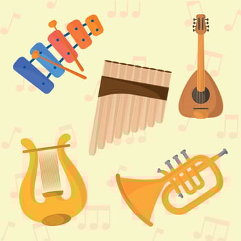 music instruments icons vector