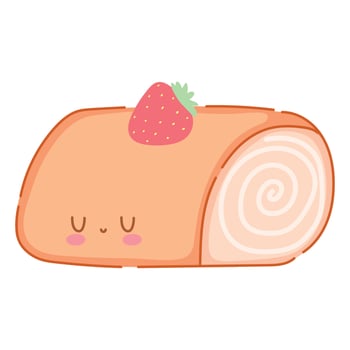 kawaii dessert roll vector