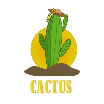 Illustrations Logo Cactus with Gradation Circle Background vector