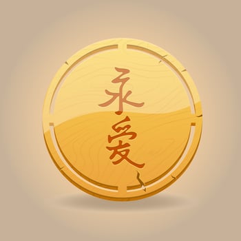 Wooden amulet Chinese character Eternal love vector