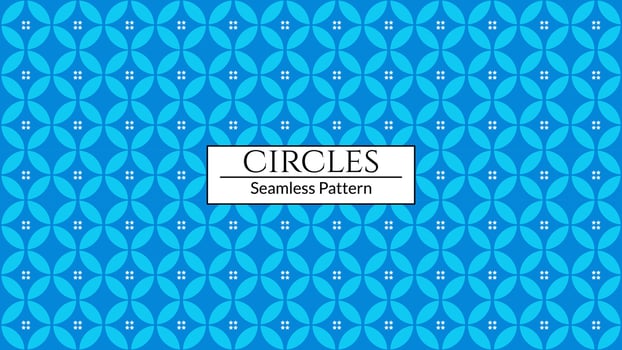 Vector geometric seamless pattern with round and rhombus textures. Blue minimalist  background.