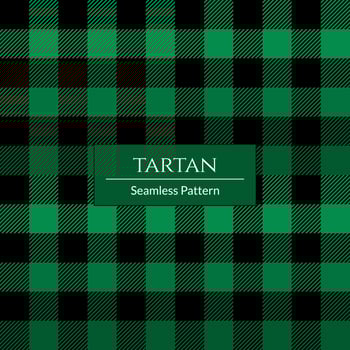 Green and Black plaid pattern vector background, Tartan fabric texture