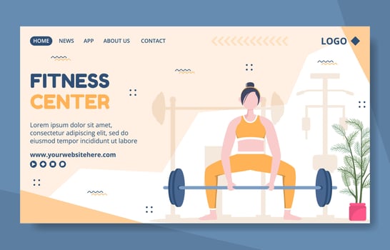 Fitness Training Social Media Landing Page Template Hand Drawn Cartoon Flat Illustration vector