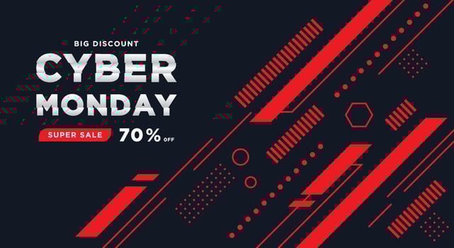 Cyber Monday, a special offer with a red technology abstract background. vector