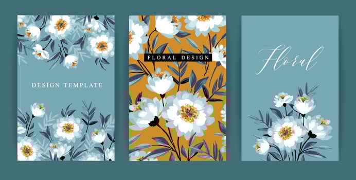 Set of vector floral design. Template for card, poster, flyer, cover, home decor and other use.