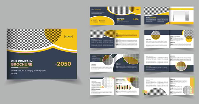 16 pages landscape company profile brochure design or multipage brochure template design vector