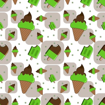 Seamless pattern with ice creams. Texture for fabric, wrapping, wallpaper. Decorative print. vector