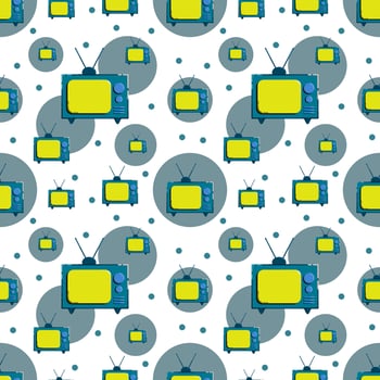 Seamless pattern blue retro tv vector. Texture for fabric, wrapping, wallpaper. Decorative print. vector