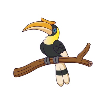 Cute hornbill cartoon. Vector illustration