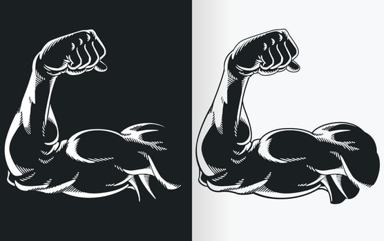 Silhouette Black Arm Flexing Bicep Muscle vector