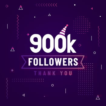 Thank you 900K followers, 900000 followers celebration modern colorful design. vector