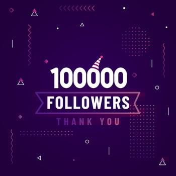 Thank you 100000 followers, 100K followers celebration modern colorful design. vector