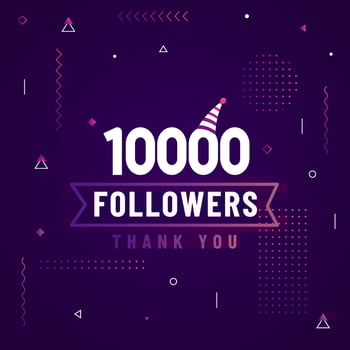 Thank you 10000 followers, 10K followers celebration modern colorful design. vector