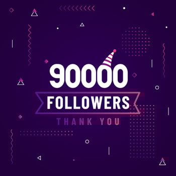 Thank you 90000 followers, 90K followers celebration modern colorful design. vector