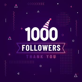 Thank you 1000 followers, 1K followers celebration modern colorful design. vector