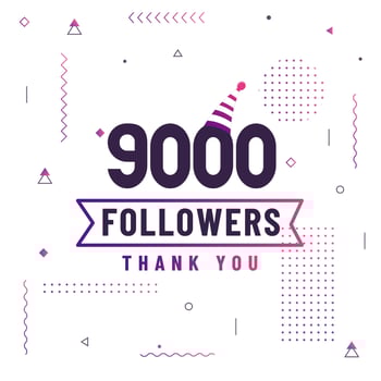 Thank you 9000 followers, 9K followers celebration modern colorful design. vector