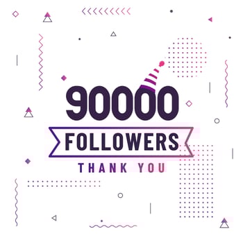 Thank you 90000 followers, 90K followers celebration modern colorful design. vector