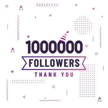 Thank you 1000000 followers, 1M followers celebration modern colorful design. vector