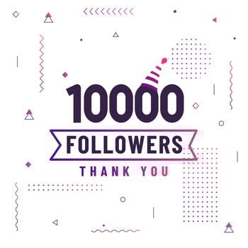 Thank you 10000 followers, 10K followers celebration modern colorful design. vector
