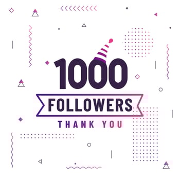 Thank you 1000 followers, 1K followers celebration modern colorful design. vector