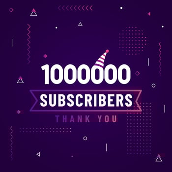Thank you 1000000 subscribers, 1M subscribers celebration modern colorful design. vector